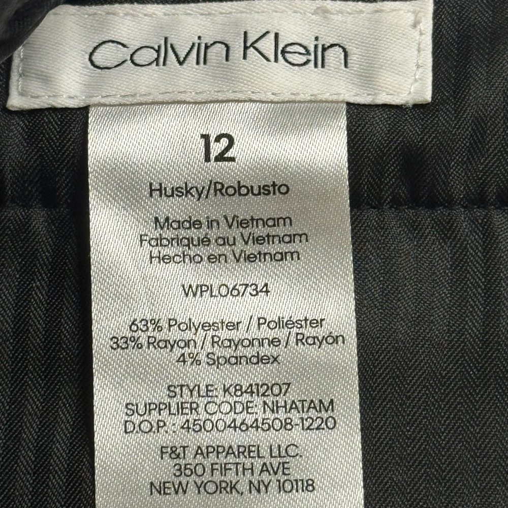 Calvin Klein Brand, Boy’s Black Button Close Dress Pants, (Sz 12 Husky) Clothing - Picture 2 of 9